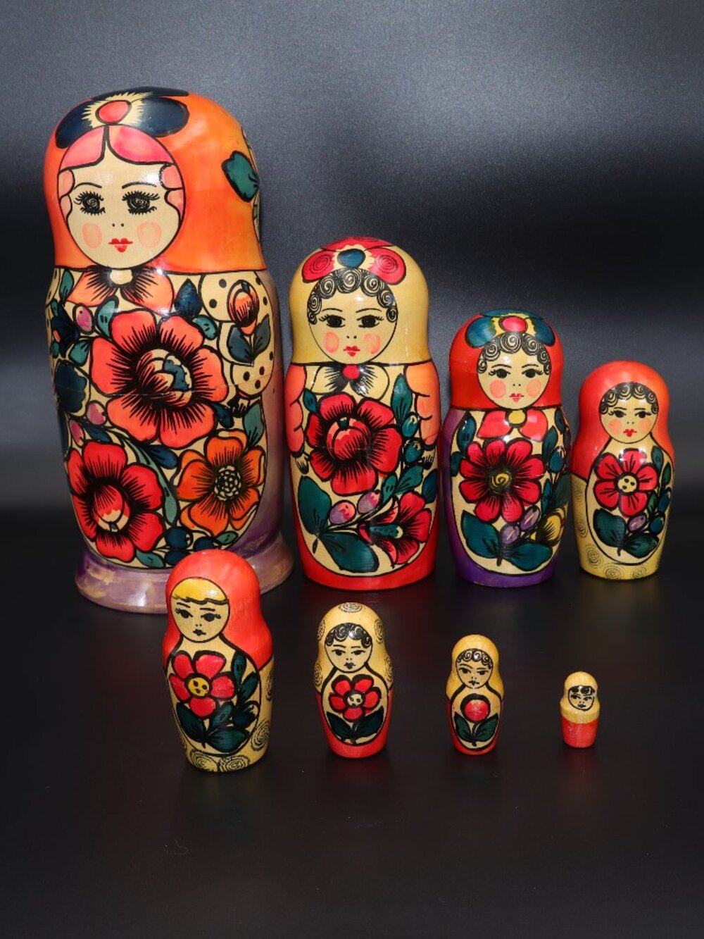 Vintage Handpainted Russian Matryoshka Nesting Doll - 8 - Picture 3 of 7